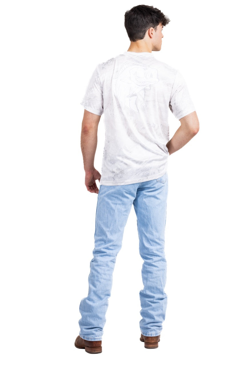 Realtree White Fishing Bass Master Performance Short Sleeve Shirt - Realtree Aspect