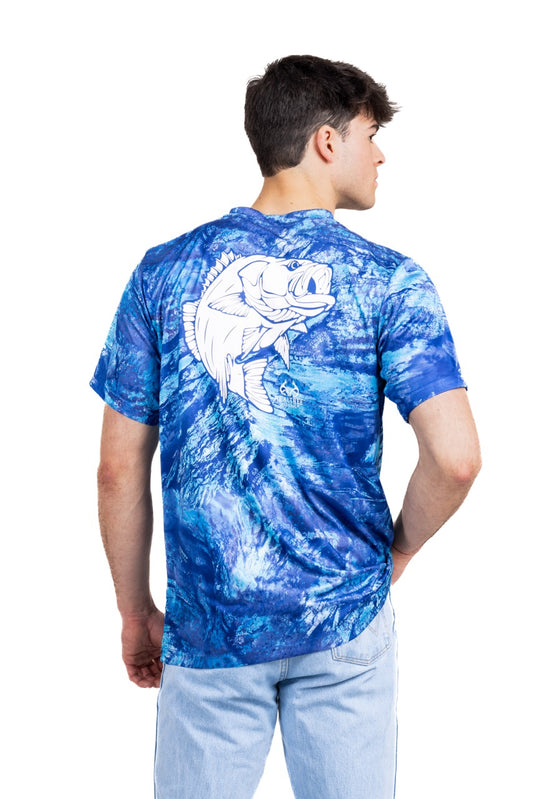 Realtree Realtree Ocean Blue Fishing Bass Master Performance Short Sleeve Shirt - Realtree Aspect
