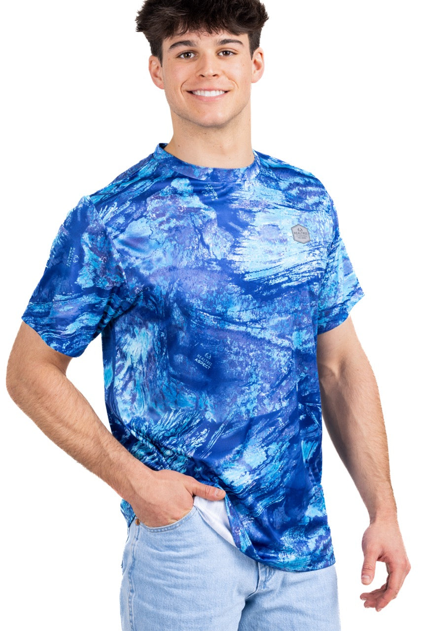Realtree Realtree Ocean Blue Fishing Bass Master Performance Short Sleeve Shirt - Realtree Aspect