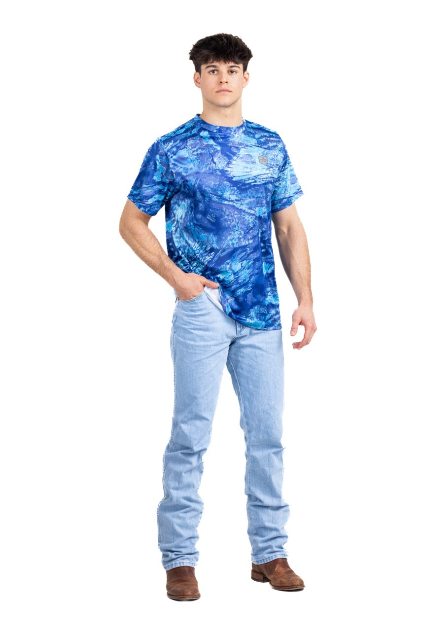 Realtree Realtree Ocean Blue Fishing Bass Master Performance Short Sleeve Shirt - Realtree Aspect