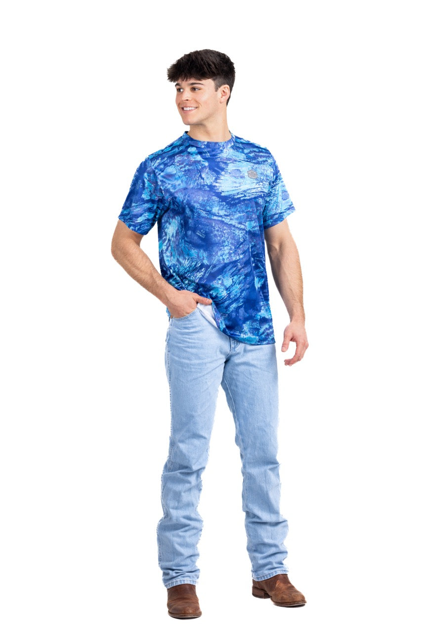 Realtree Realtree Ocean Blue Fishing Bass Master Performance Short Sleeve Shirt - Realtree Aspect