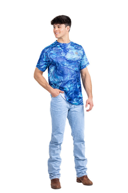 Realtree Realtree Ocean Blue Fishing Bass Master Performance Short Sleeve Shirt - Realtree Aspect