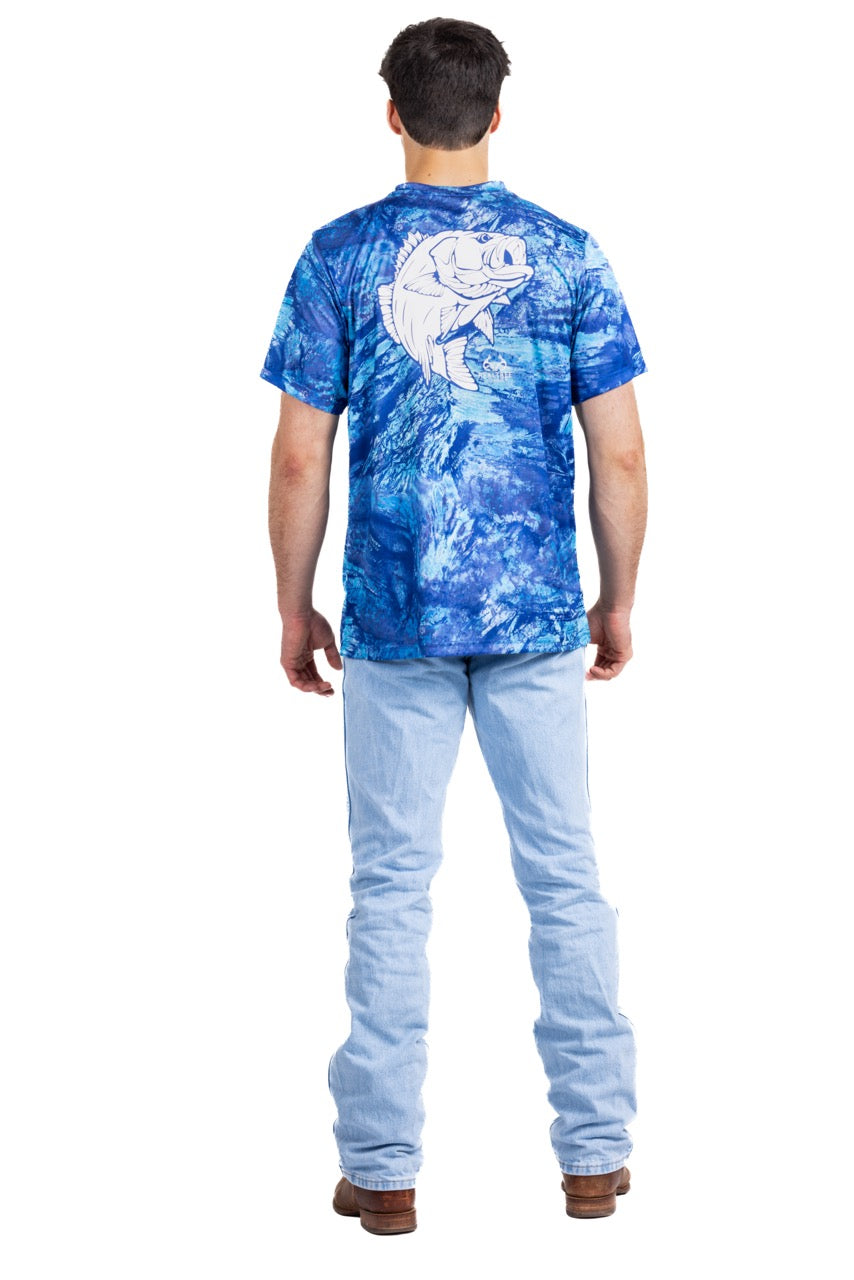 Realtree Realtree Ocean Blue Fishing Bass Master Performance Short Sleeve Shirt - Realtree Aspect