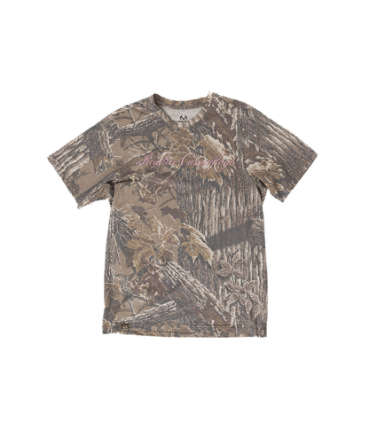 Realtree Unisex Realtree Camouflage Pink Vintage Script Faded Camo Shirt - Realtree Xtra Grey