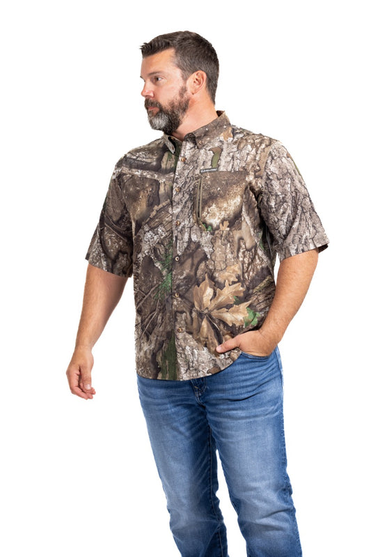 Realtree Button Down Short Sleeve Poly Hunting Shirt - Realtree APX