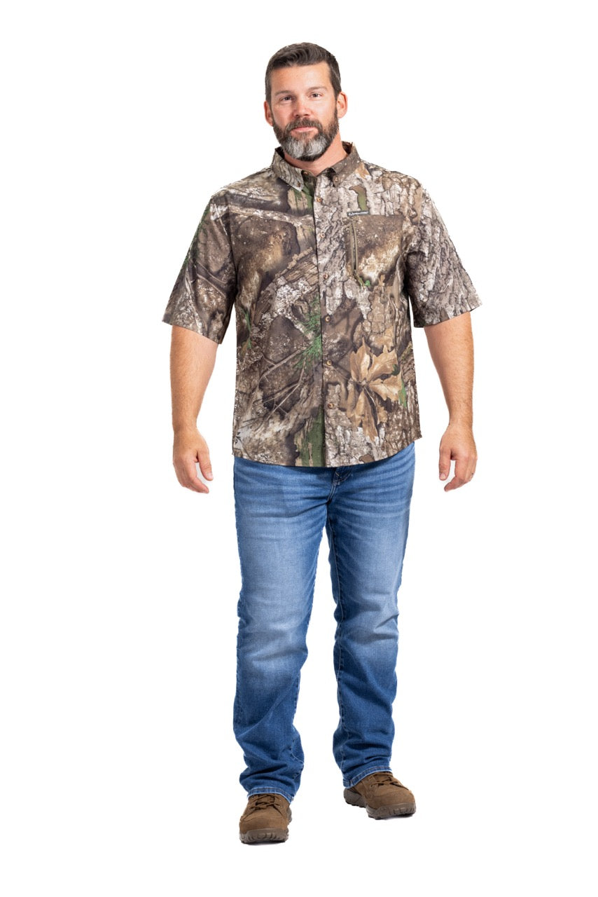Realtree Button Down Short Sleeve Poly Hunting Shirt - Realtree APX