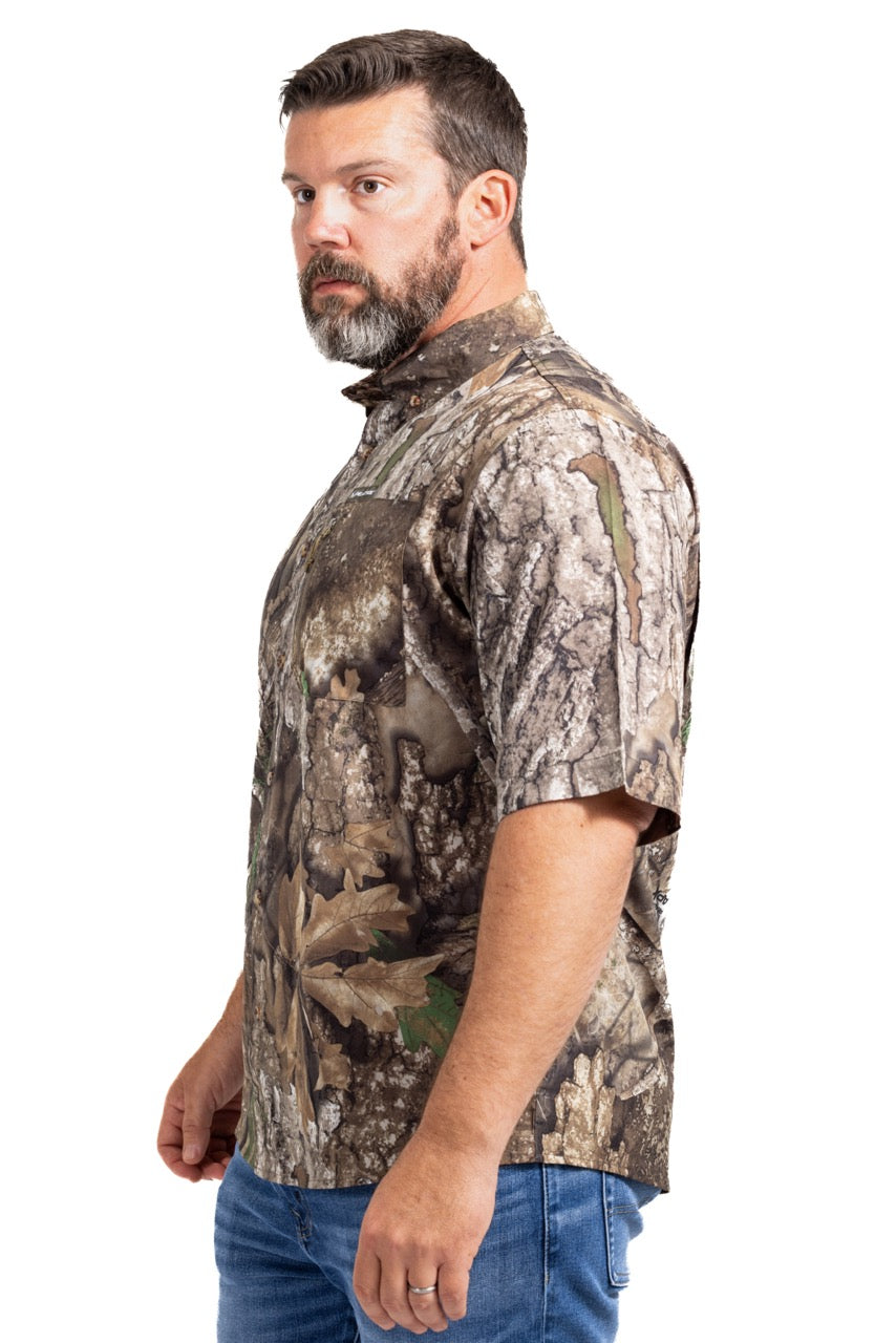 Realtree Button Down Short Sleeve Poly Hunting Shirt - Realtree APX