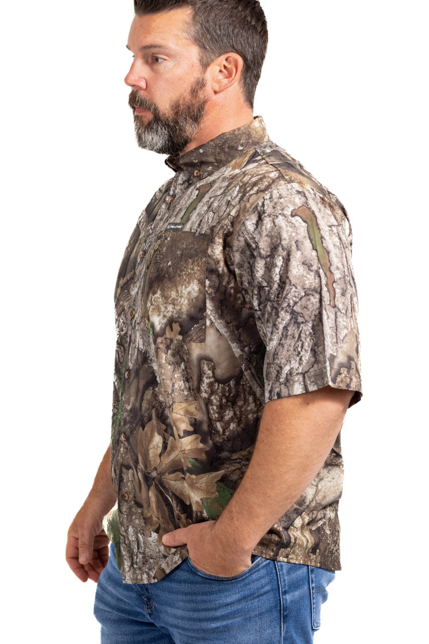 Realtree Button Down Short Sleeve Poly Hunting Shirt - Realtree APX
