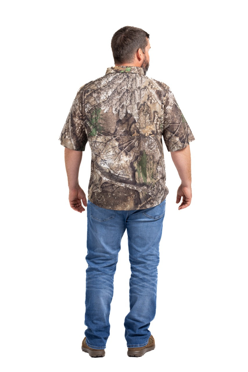 Realtree Button Down Short Sleeve Poly Hunting Shirt - Realtree APX