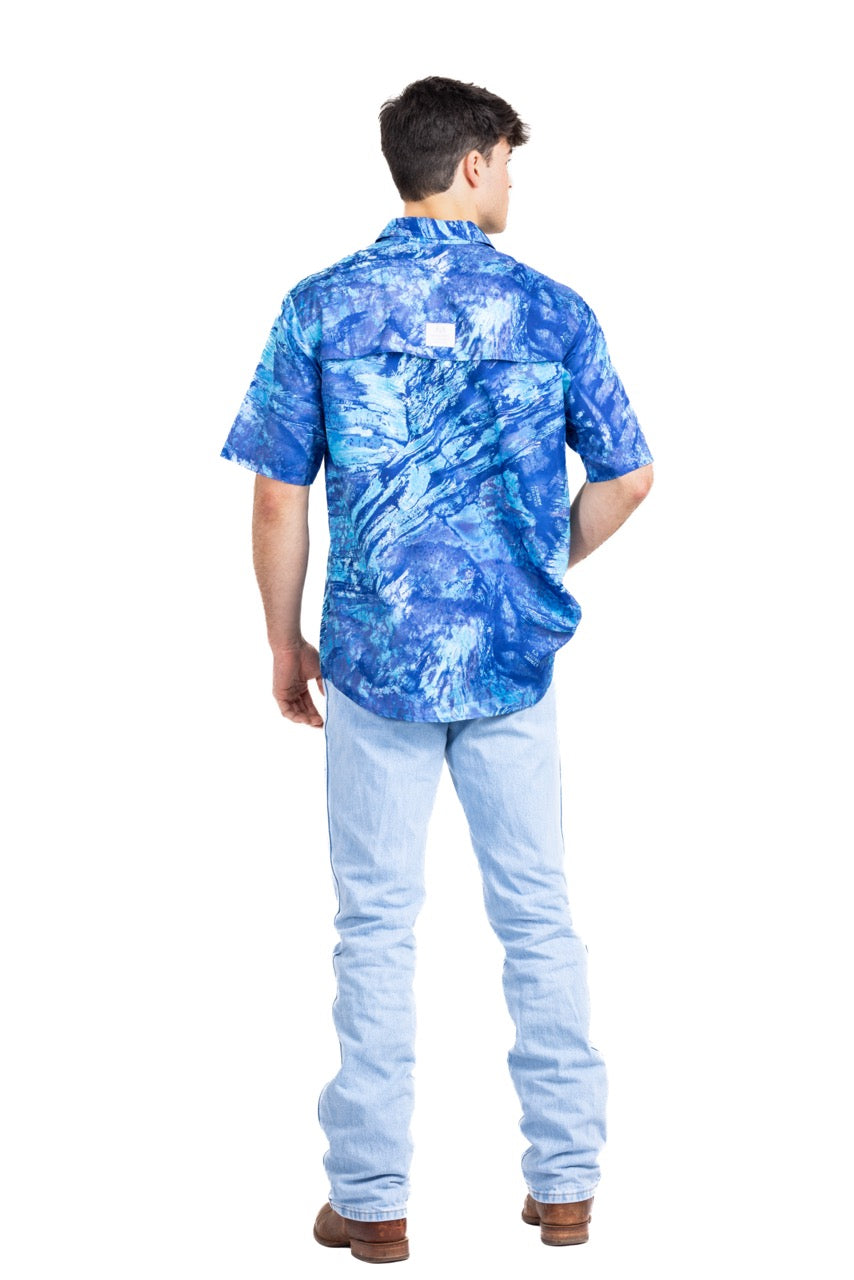 Realtree Realtree Fishing Charter Ocean Blue Short Sleeve Shirt - Realtree Aspect