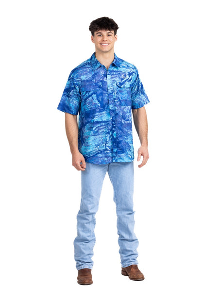 Realtree Realtree Fishing Charter Ocean Blue Short Sleeve Shirt - Realtree Aspect