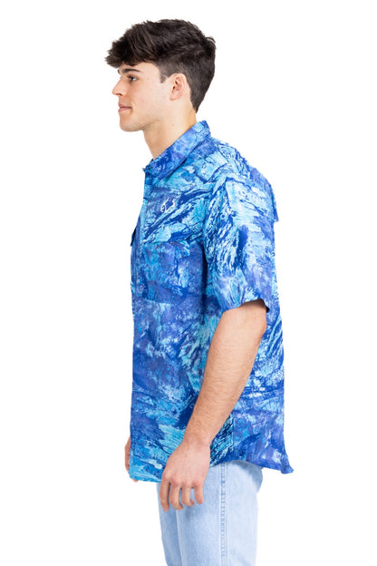 Realtree Realtree Fishing Charter Ocean Blue Short Sleeve Shirt - Realtree Aspect