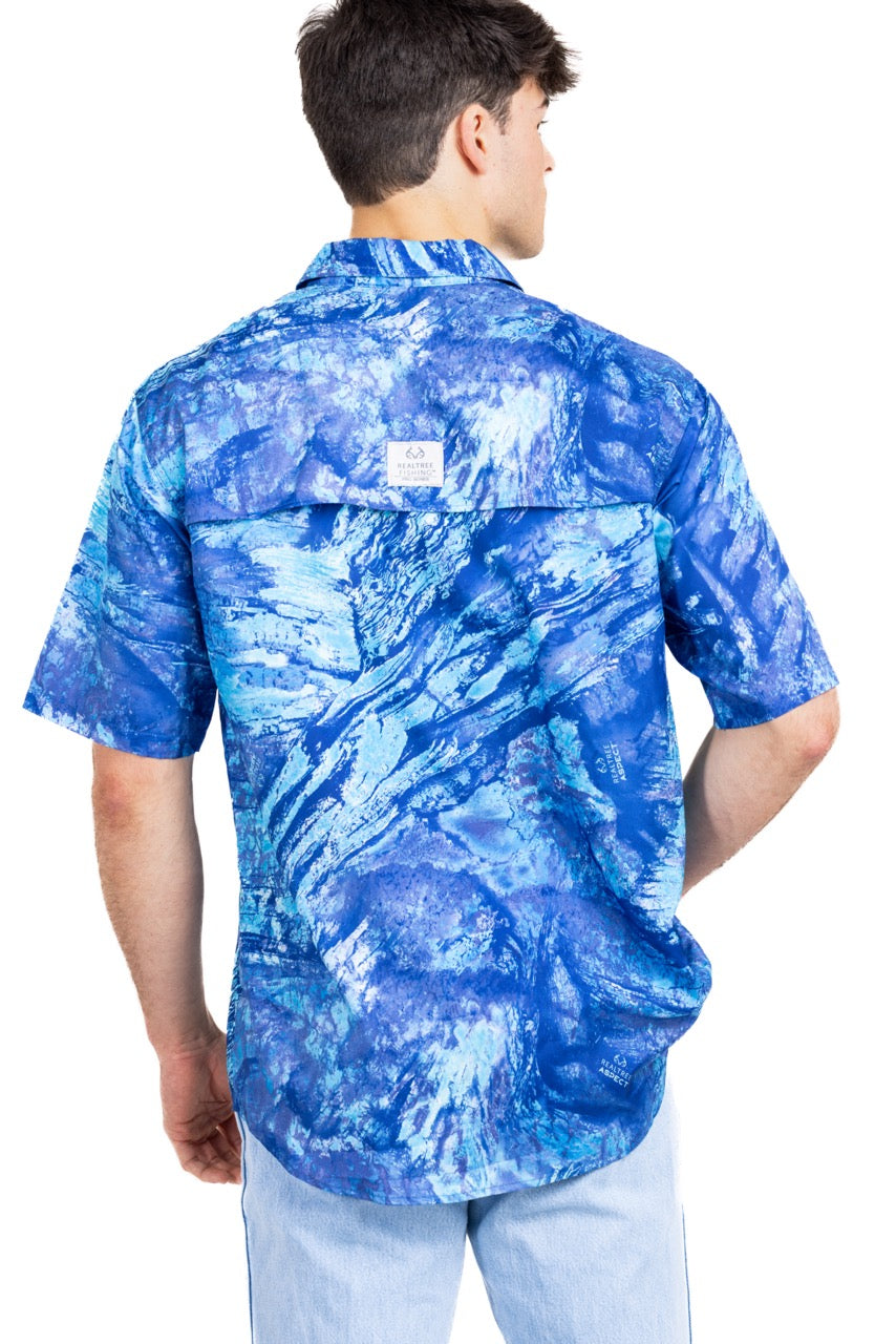 Realtree Realtree Fishing Charter Ocean Blue Short Sleeve Shirt - Realtree Aspect