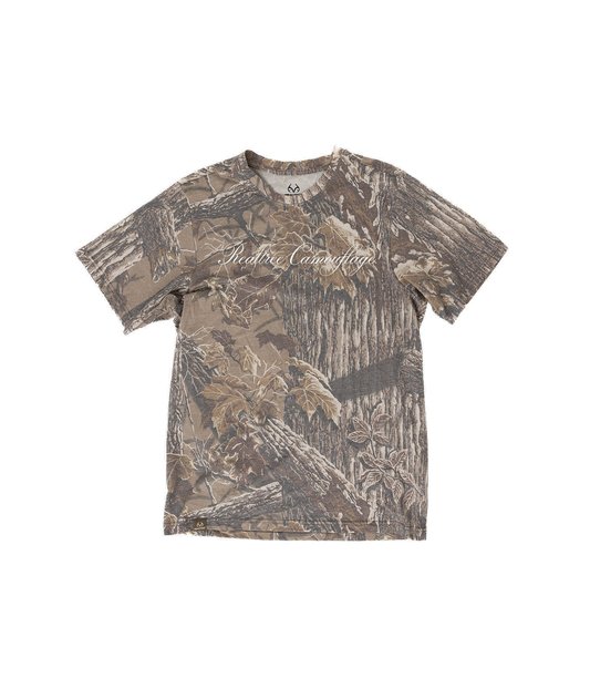 Realtree Unisex Realtree Camouflage White Vintage Script Faded Camo Shirt - Realtree Xtra Grey