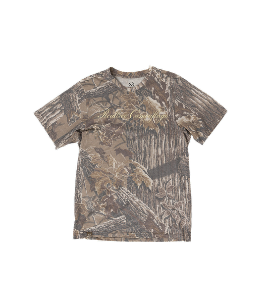 Realtree Unisex Realtree Camouflage Yellow Vintage Script Faded Camo Shirt - Realtree Xtra Grey