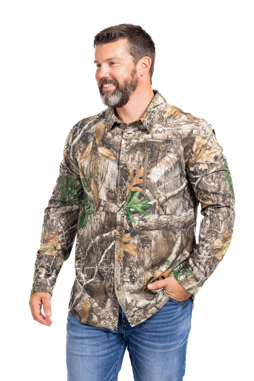 Realtree Button Down Long Sleeve Hunting Shirt - Realtree EDGE