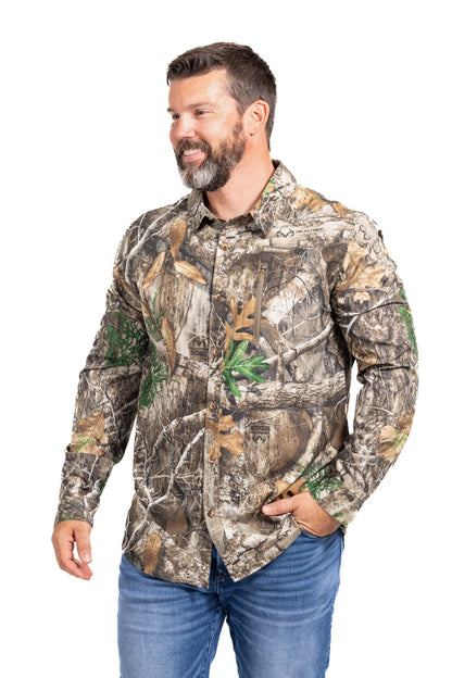 Realtree Button Down Long Sleeve Hunting Shirt - Realtree EDGE