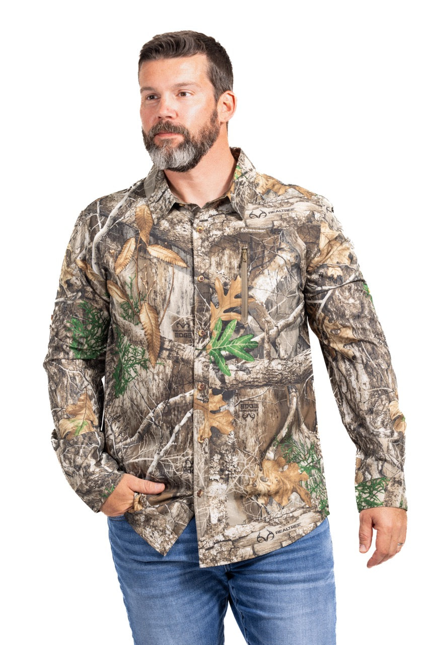 Realtree Button Down Long Sleeve Hunting Shirt - Realtree EDGE