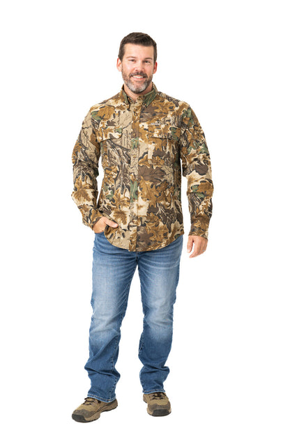 Realtree Button Down Long Sleeve Hunting Camp Shirt - Realtree Advantage Classic