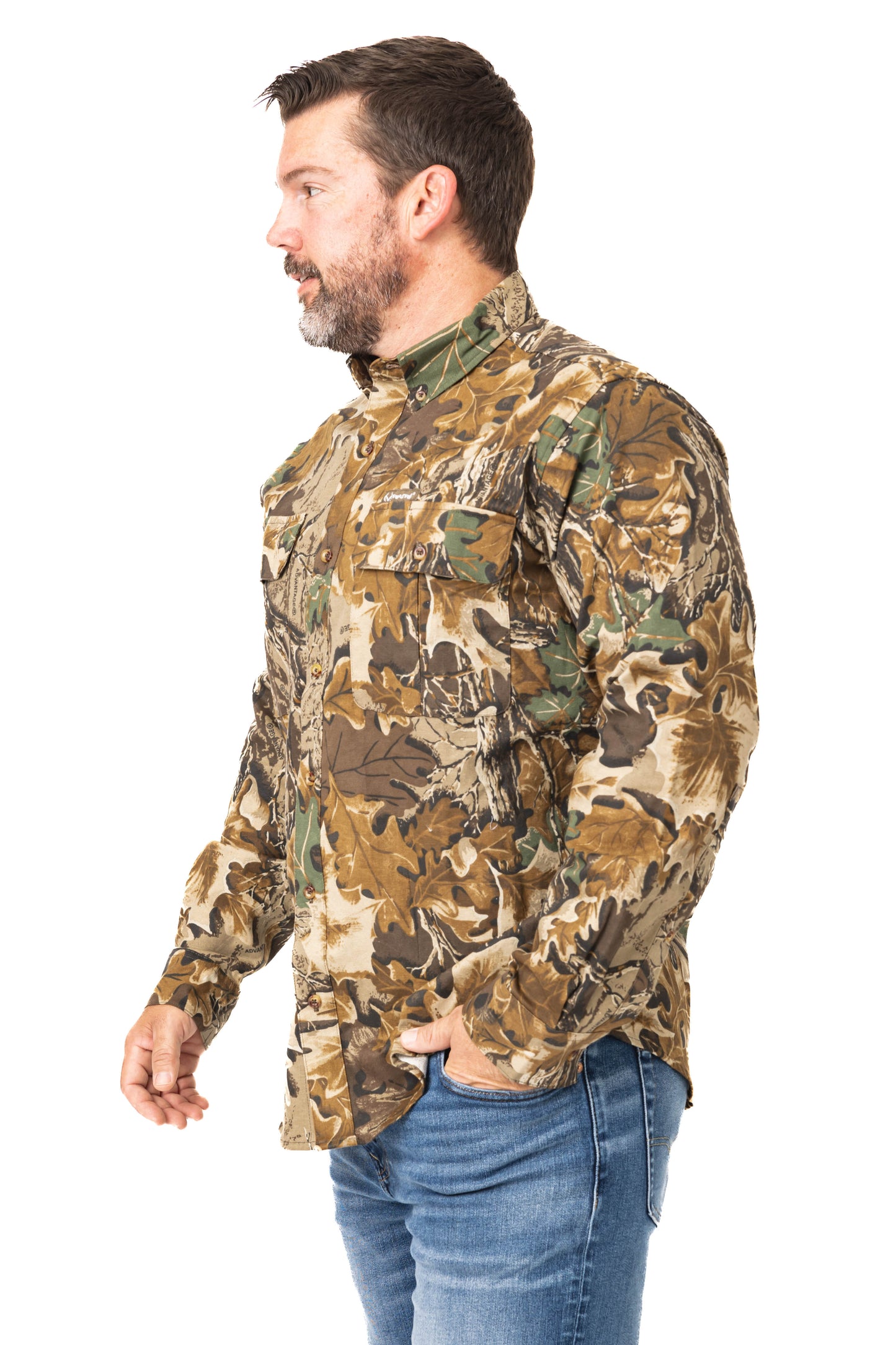 Realtree Button Down Long Sleeve Hunting Camp Shirt - Realtree Advantage Classic