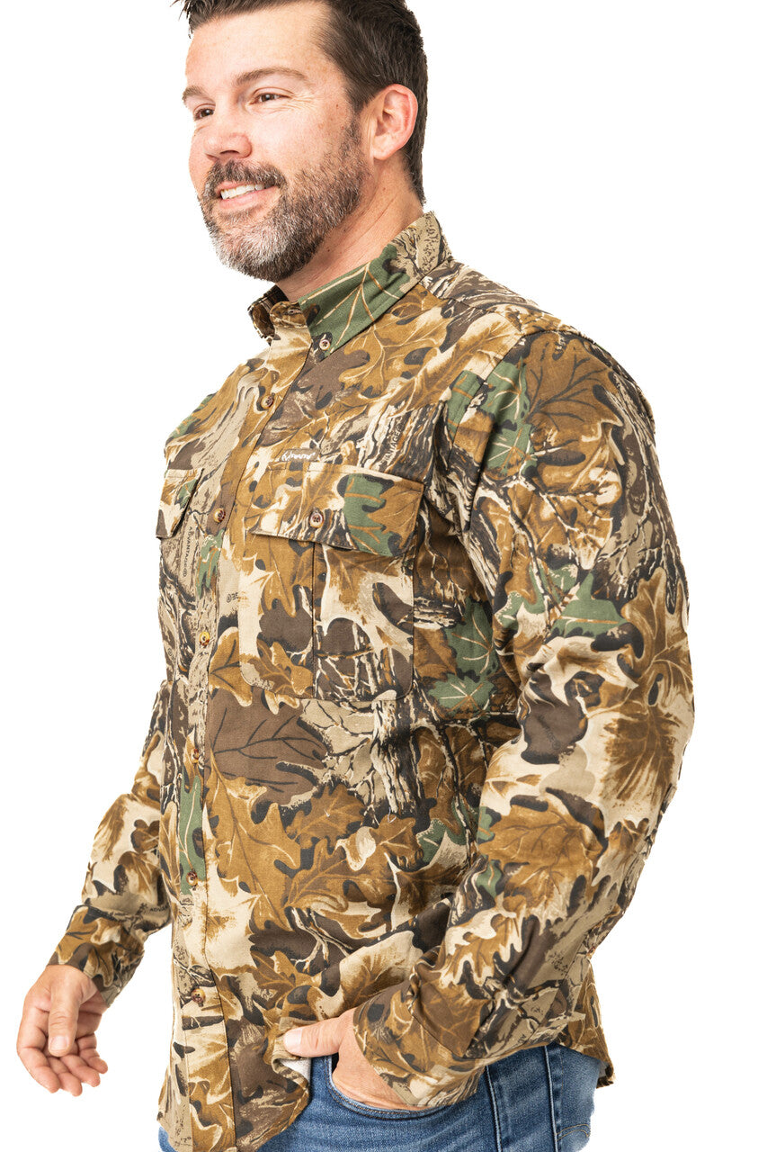 Realtree Button Down Long Sleeve Hunting Camp Shirt - Realtree Advantage Classic