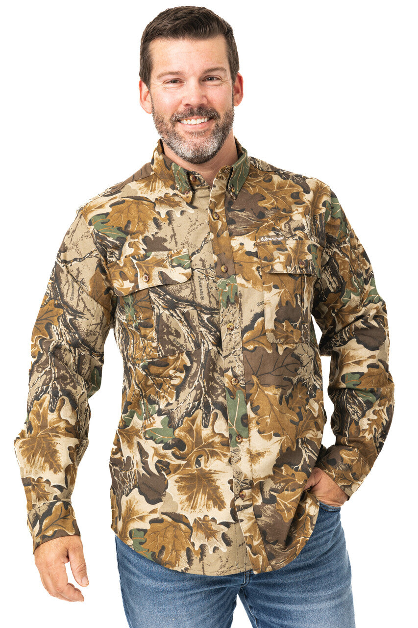 Realtree Button Down Long Sleeve Hunting Camp Shirt - Realtree Advantage Classic