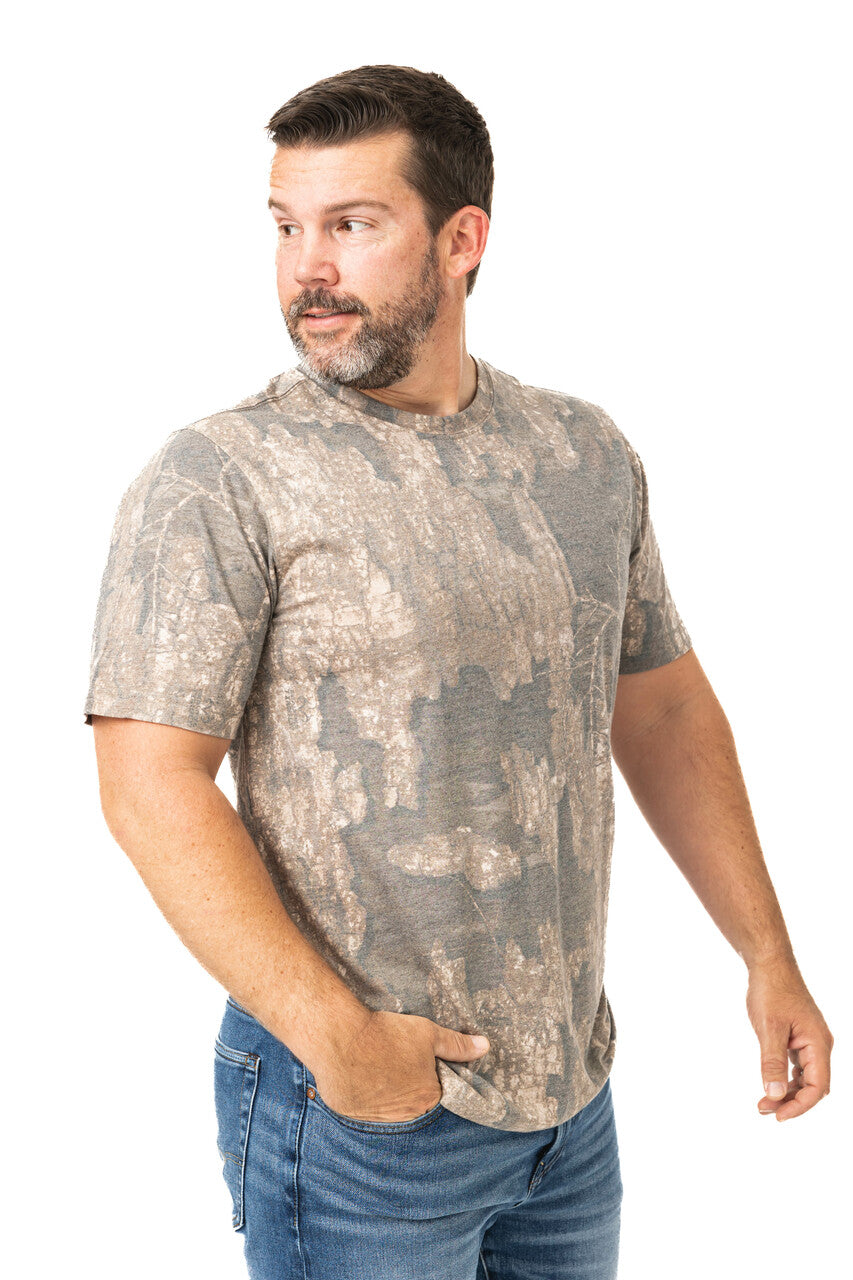 Realtree Tri Blend Short Sleeve Faded Camo Shirt - Realtree Timber