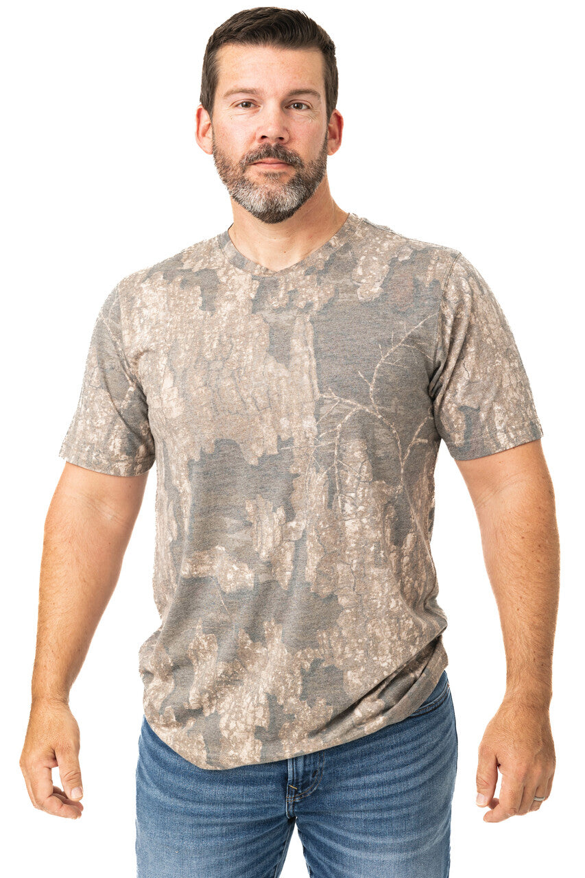 Realtree Tri Blend Short Sleeve Faded Camo Shirt - Realtree Timber