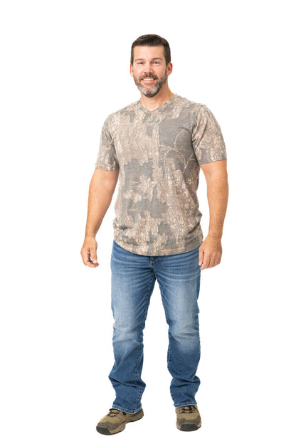 Realtree Tri Blend Short Sleeve Faded Camo Shirt - Realtree Timber