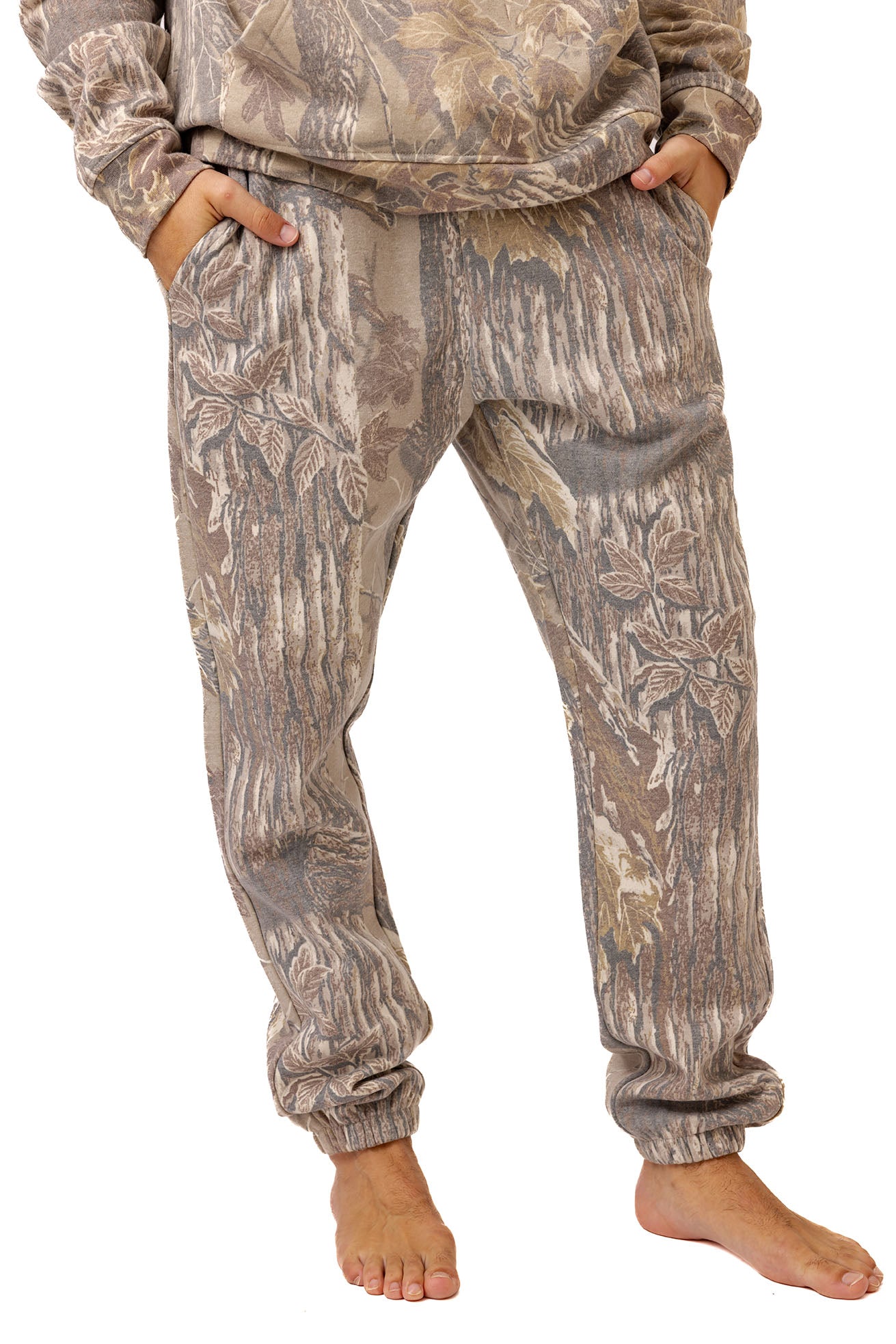 Realtree Unisex Faded Poly Cotton Camo Sweatpants - Realtree Xtra Grey