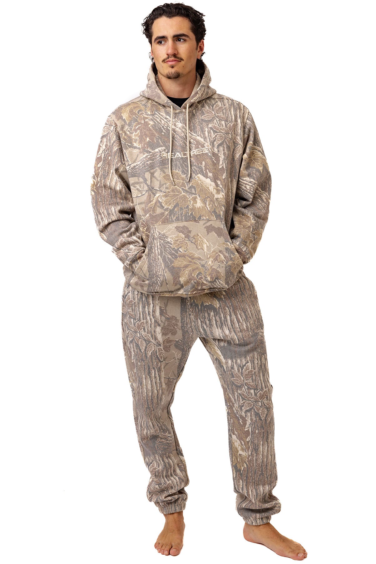 Realtree Unisex Faded Camo Poly Cotton Hoodie - Realtree Xtra Grey