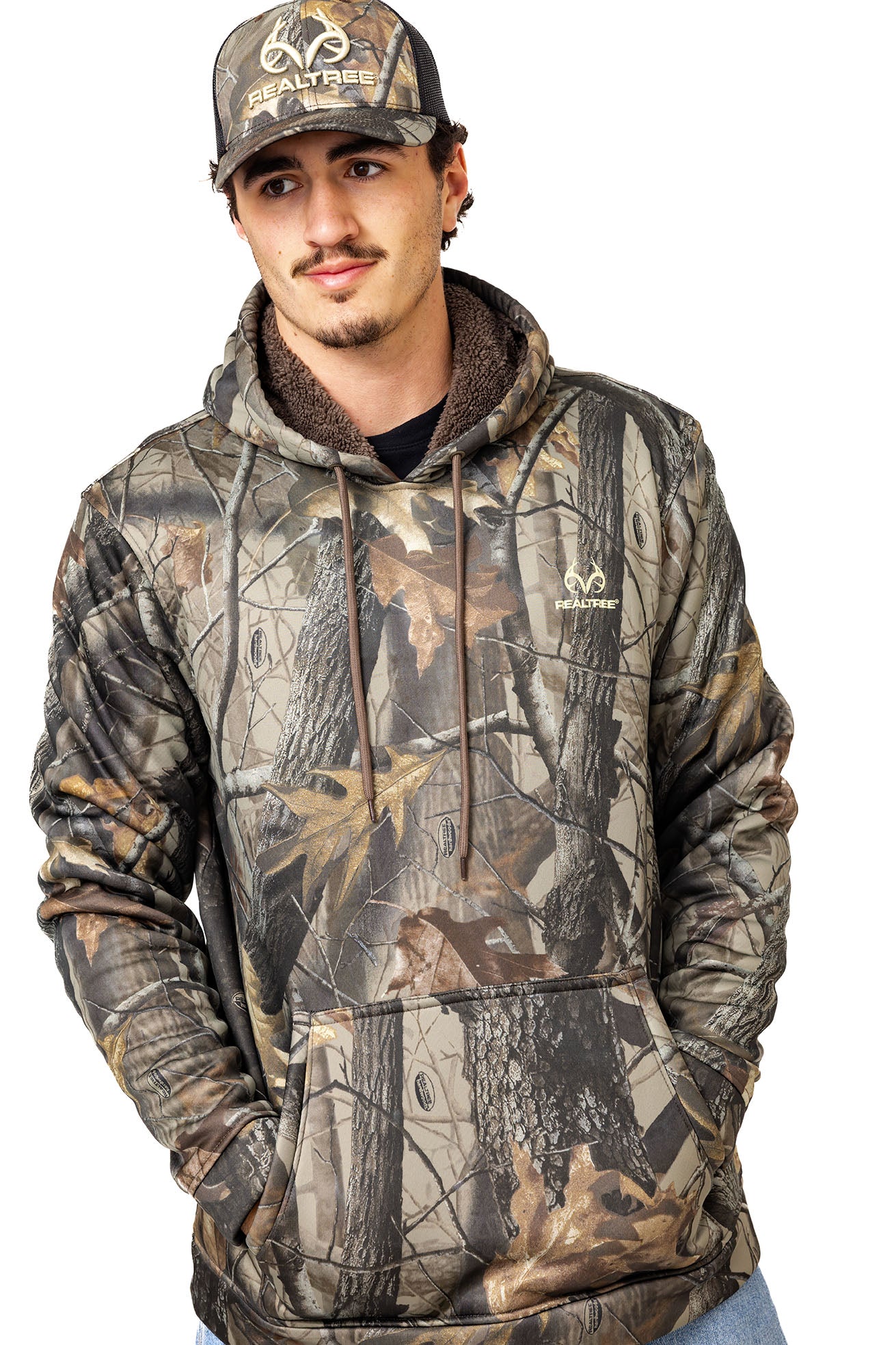 Realtree High Pile Camo Hoodie - Realtree Hardwoods