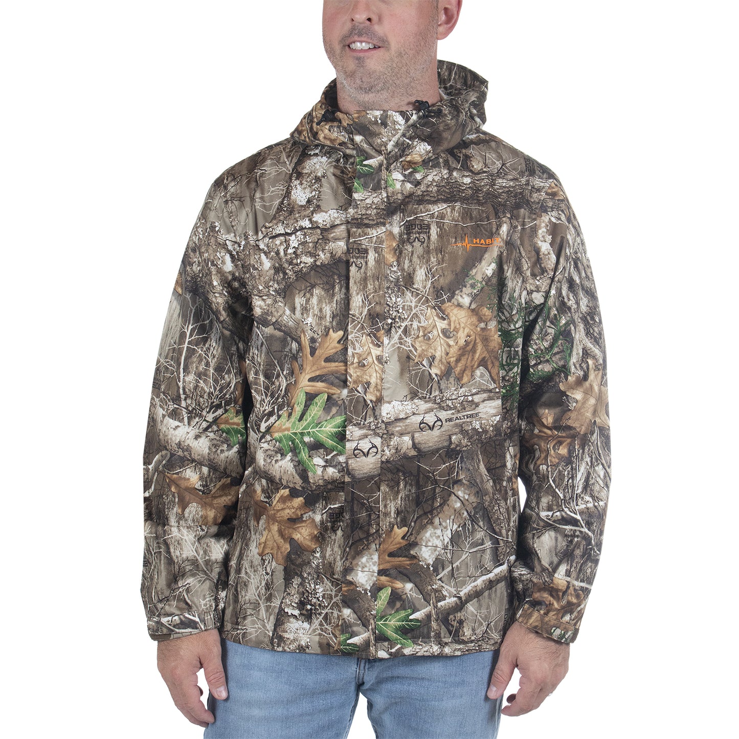 Realtree Habit Roaring Springs Packable Rain Waterproof Hunting Jacket - Realtree EDGE