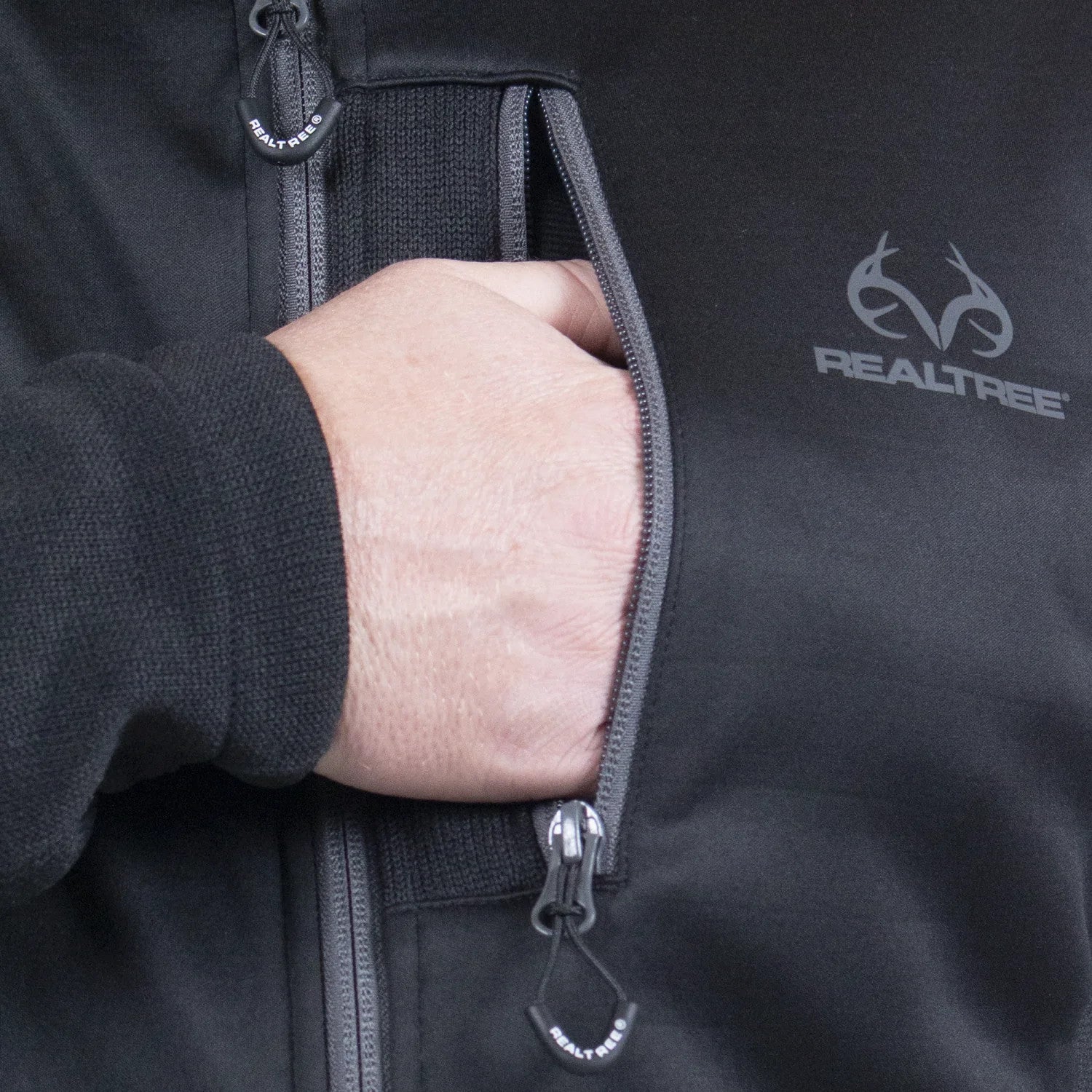 Realtree Habit Black Hybrid Techshell Hunting Jacket - Realtree