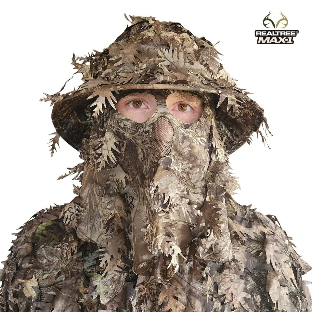 Realtree QuikCamo Unisex 2-in-1 Leafy Hunting Face Mask and Bucket Hat - Realtree Camo