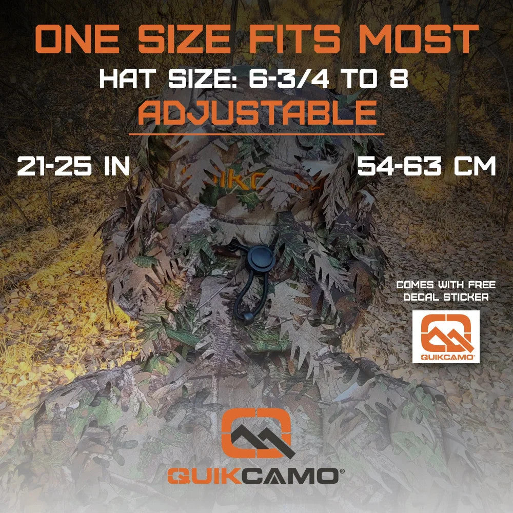 Realtree QuikCamo Unisex 2-in-1 Leafy Hunting Face Mask and Bucket Hat - Realtree Camo