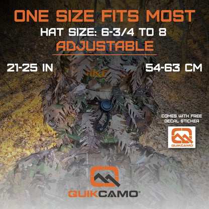Realtree QuikCamo Unisex 2-in-1 Leafy Hunting Face Mask and Bucket Hat - Realtree Camo