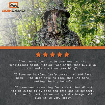 Realtree QuikCamo Unisex 2-in-1 Leafy Hunting Face Mask and Bucket Hat - Realtree Camo