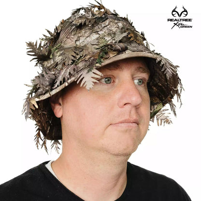 Realtree QuikCamo Unisex 2-in-1 Leafy Hunting Face Mask and Bucket Hat - Realtree Camo