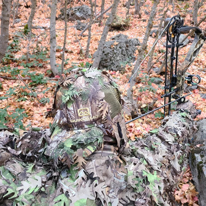 Realtree QuikCamo Unisex 2-in-1 Rear Leafy Hunting Face Mask and Fitted Hat - Realtree XTRA