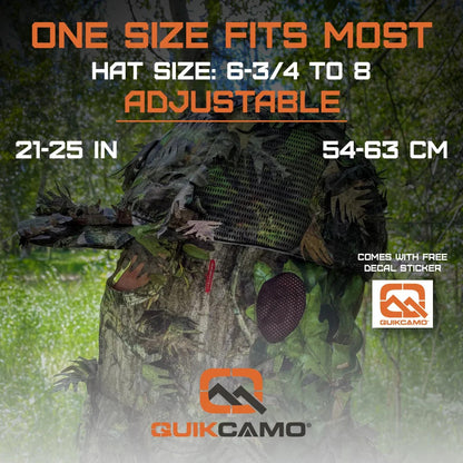 Realtree QuikCamo 2-in-1 Leafy Hunting Face Mask & Ball Cap - Realtree Camo