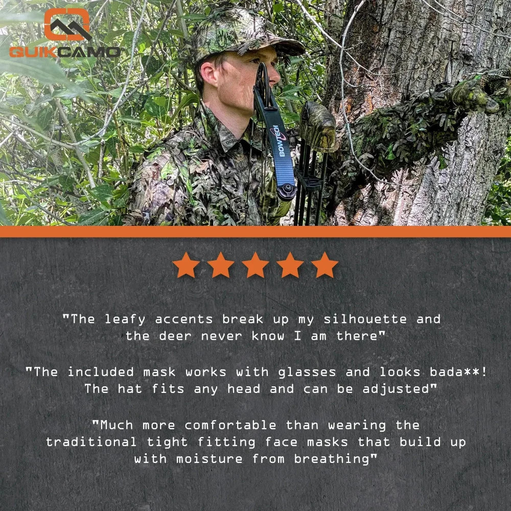 Realtree QuikCamo 2-in-1 Leafy Hunting Face Mask & Ball Cap - Realtree Camo