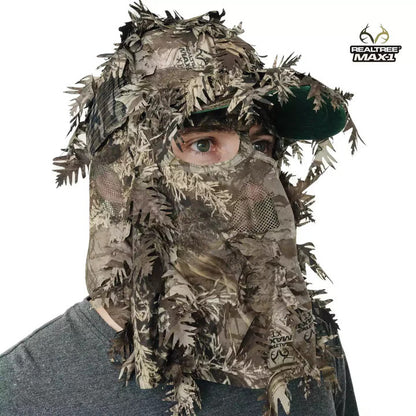 Realtree QuikCamo 2-in-1 Leafy Hunting Face Mask & Ball Cap - Realtree Camo