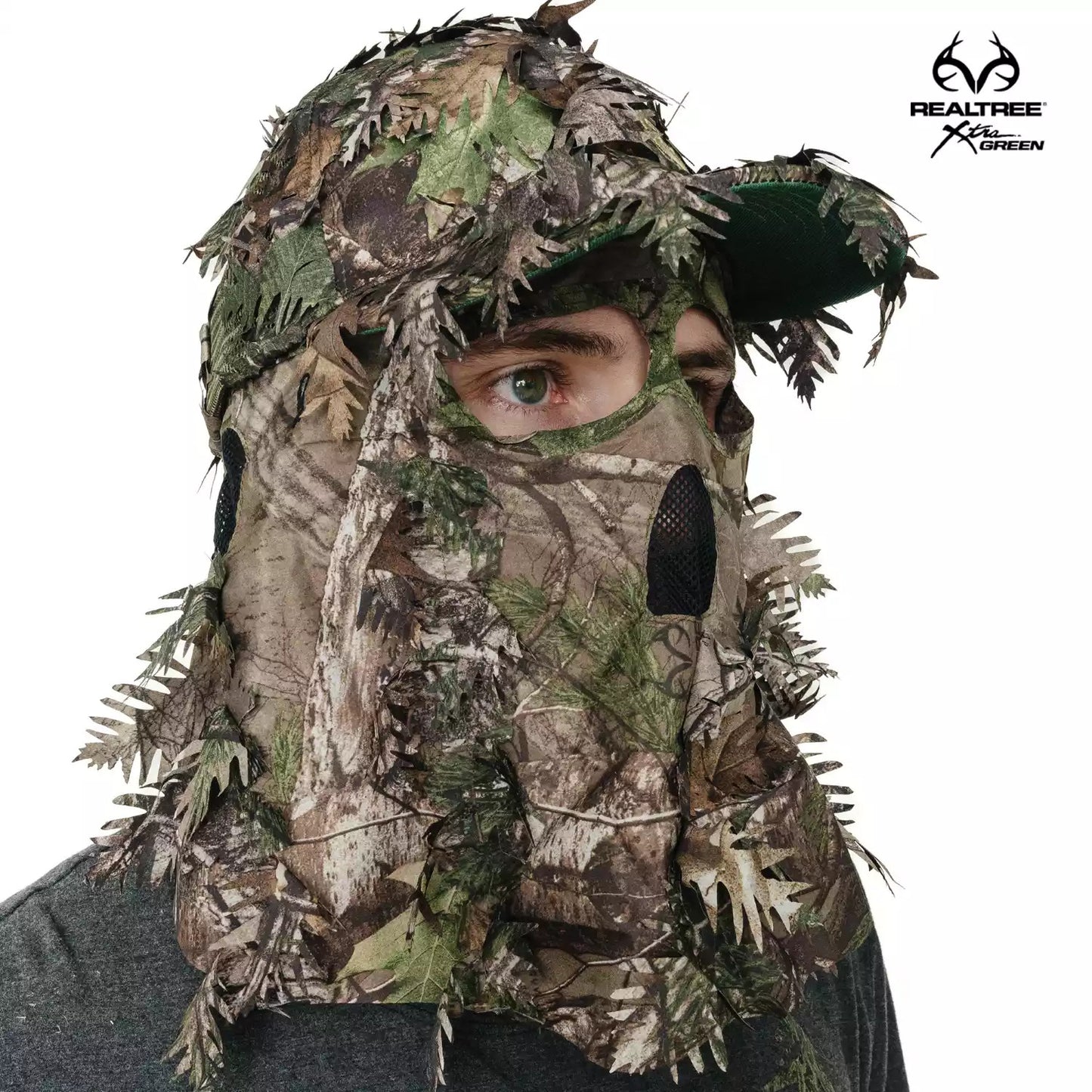 Realtree QuikCamo 2-in-1 Leafy Hunting Face Mask & Ball Cap - Realtree Camo