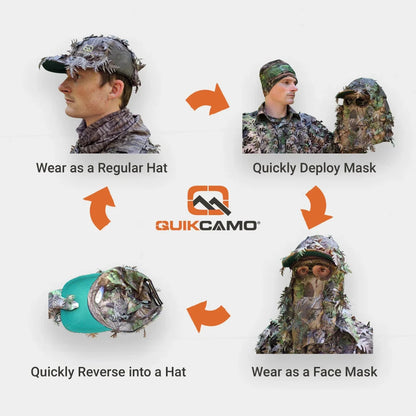 Realtree QuikCamo 2-in-1 Leafy Hunting Face Mask & Ball Cap - Realtree Camo