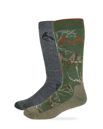 Realtree Camo Merino Wool Blend Mid Calf Boot Socks 2 Pack - Realtree