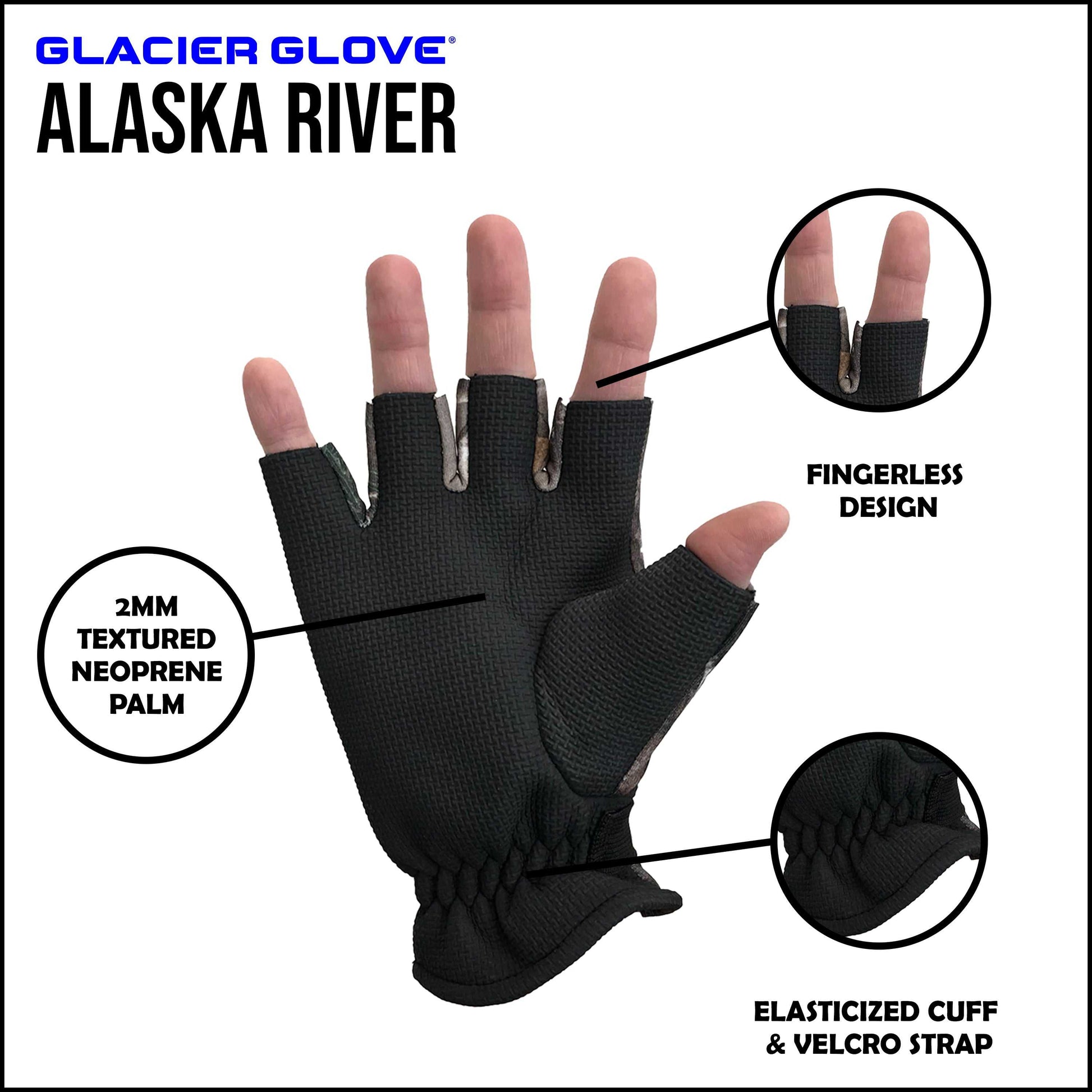 Realtree Glacier Glove Alaska River Fingerless Unisex Realtree Glove - EDGE