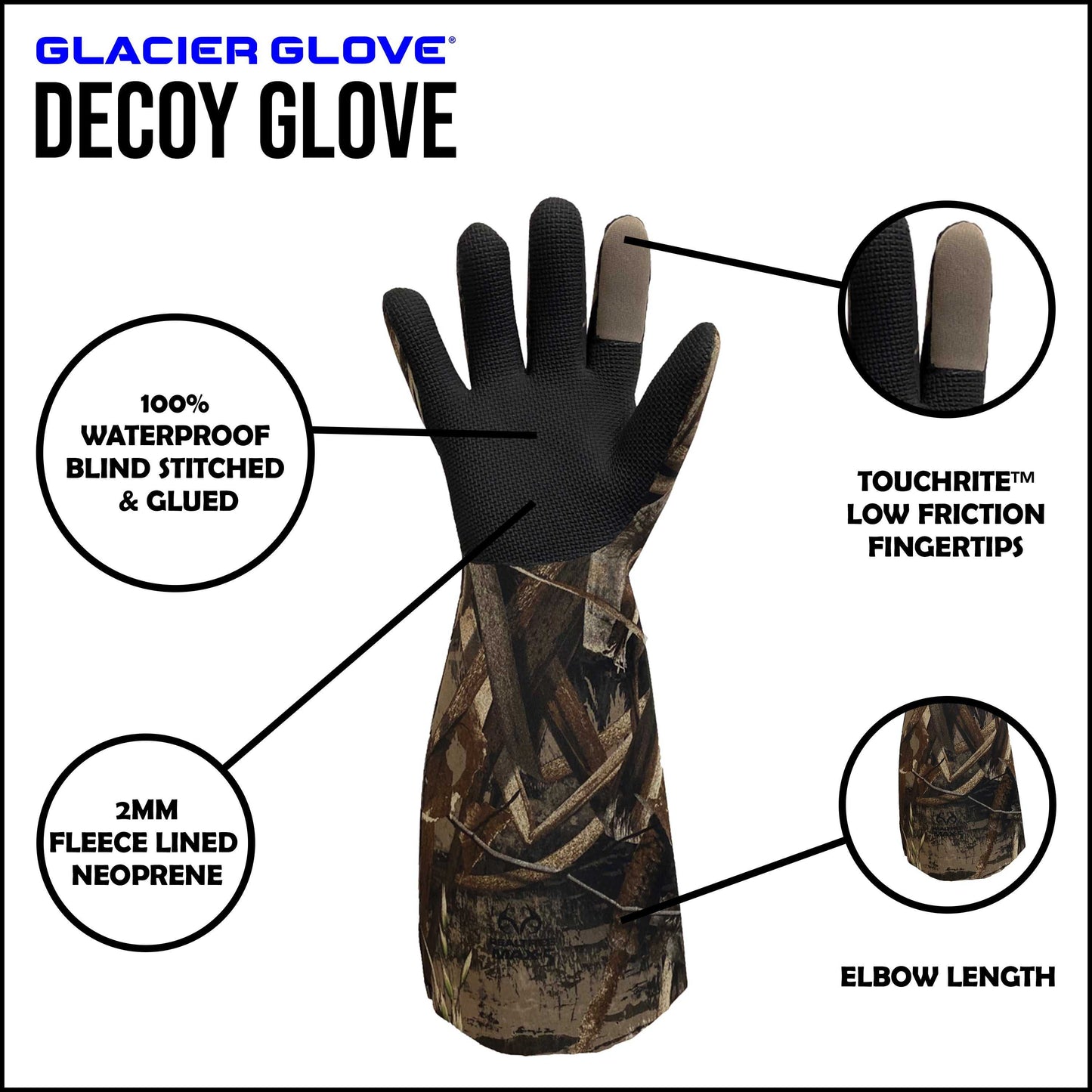 Realtree Glacier Glove Decoy Unisex Camo Glove - Realtree MAX-7