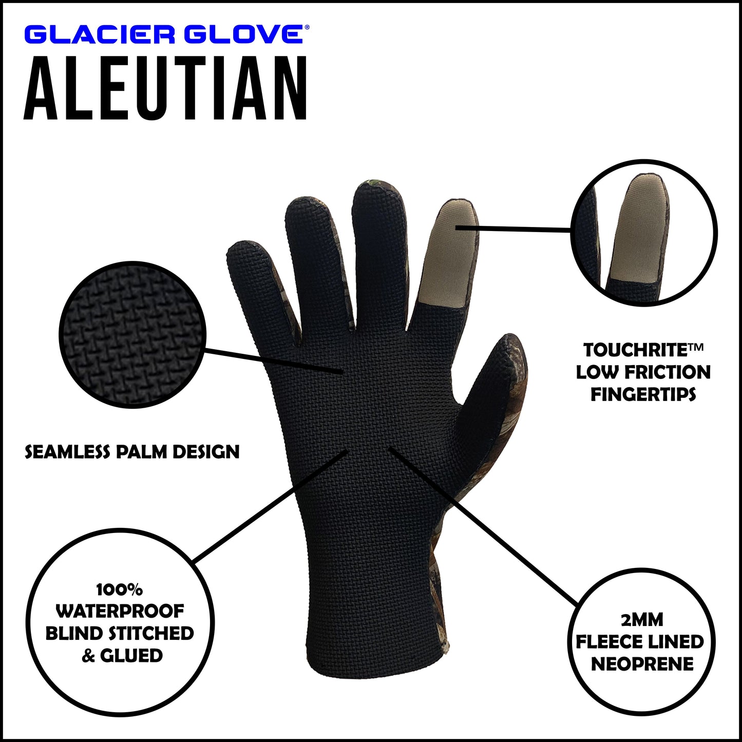 Realtree Glacier Glove Aleutian  Unisex Camo Glove - Realtree MAX-7
