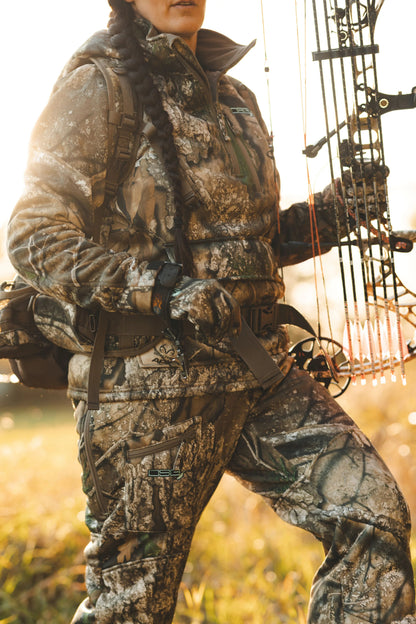 Realtree DSG Outerwear WoBreanna 2.0 Drop Seat Fleece Hunting Bib - Realtree APX